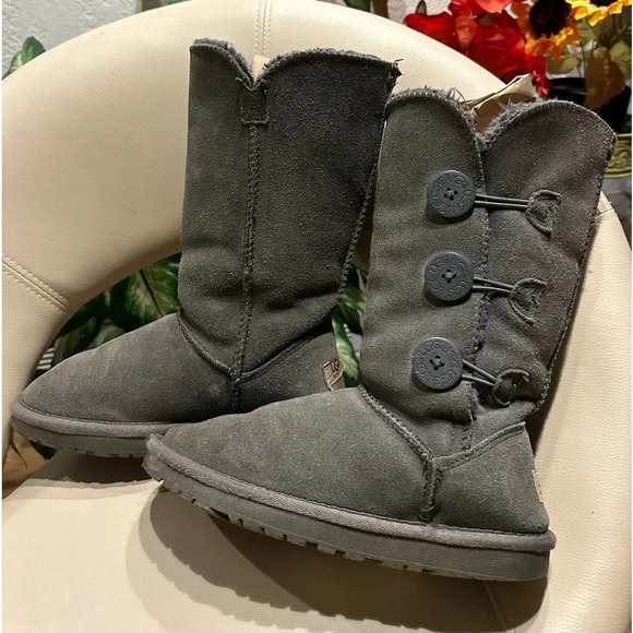 UGG Bailey Button Triplet II Black Mid-Calf Pull-On Boots Size US 8 - Picture 3 of 11